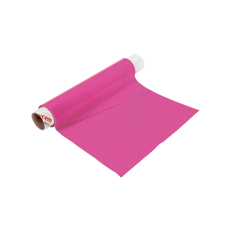 Rouleau antidérapant Dycem 20 cm coloris rose déroulé sur fond blanc