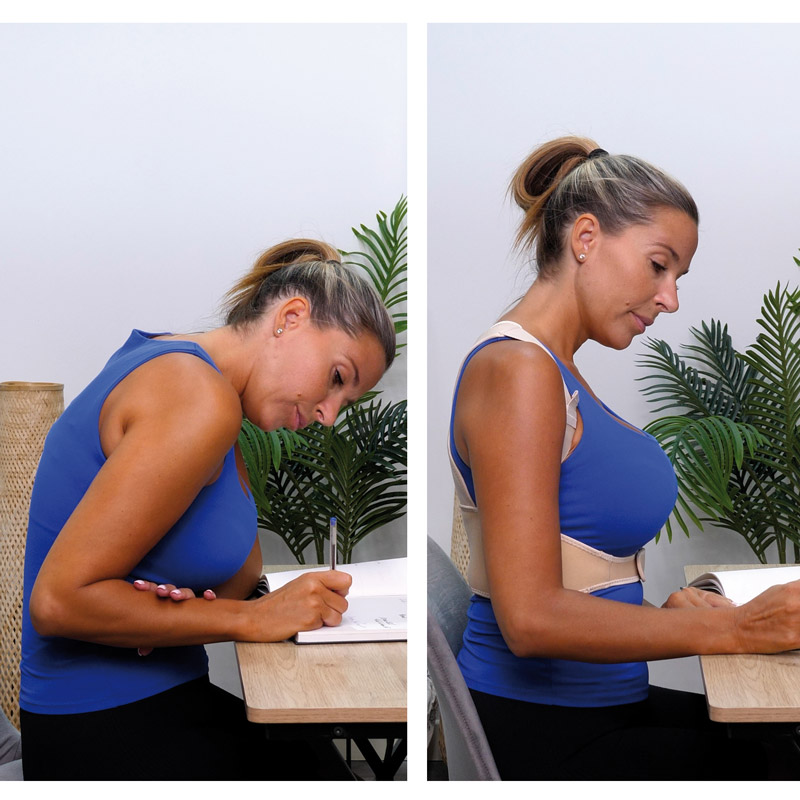 Démonstration de l’efficacité du redresse-dos postural ergonomique.