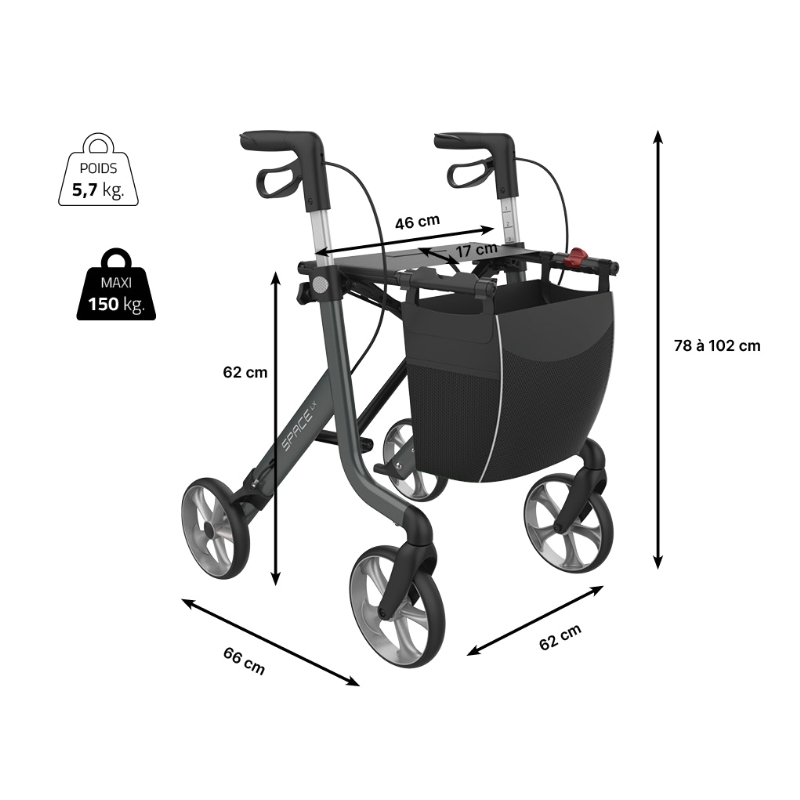 dimensions rollator space