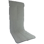 Protection imperméable pour fauteuil déployée montrant la forme assise dossier et repose-jambes