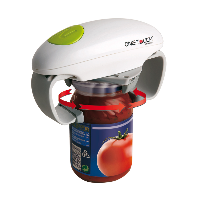 Ouvre-bocal automatique One Touch en fonctionnement sur un bocal - réf. 817098