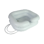 Cuvette pour shampooing gonflable avec tuyau d'évacuation, vue 3/4 - réf. 812025