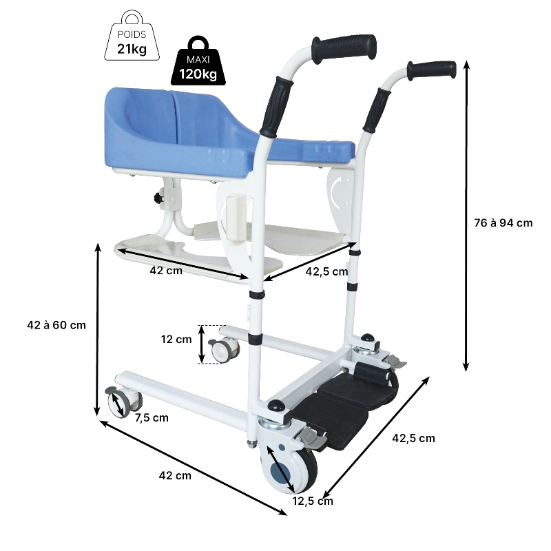 dimensions fauteuil de transfert moovy