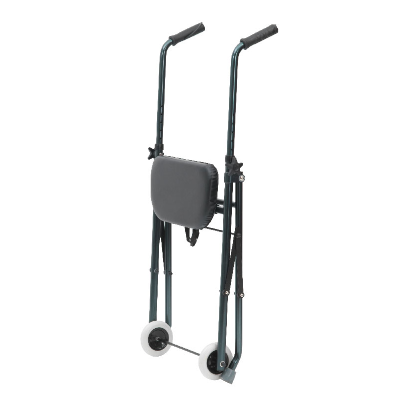 Rollator 2 roues classic aluminium replié, vue de profil - réf. 826186