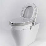 Réhausse WC Ibiza Soft 10 cm avec couvercle installée sur des toilettes suspendues - réf. 811089SOFT