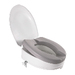 Réhausse WC Ibiza Soft 10 cm, gros plan sur le coussin et le couvercle relevé - réf. 811089SOFT