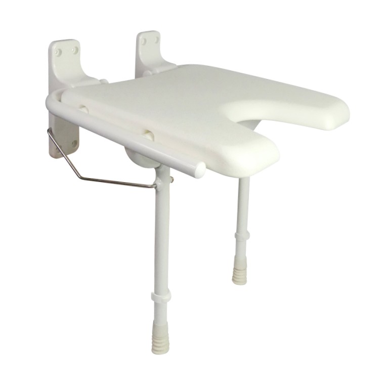 Siège de douche relevable Açores déplié, vue 3/4 - réf. 812298N