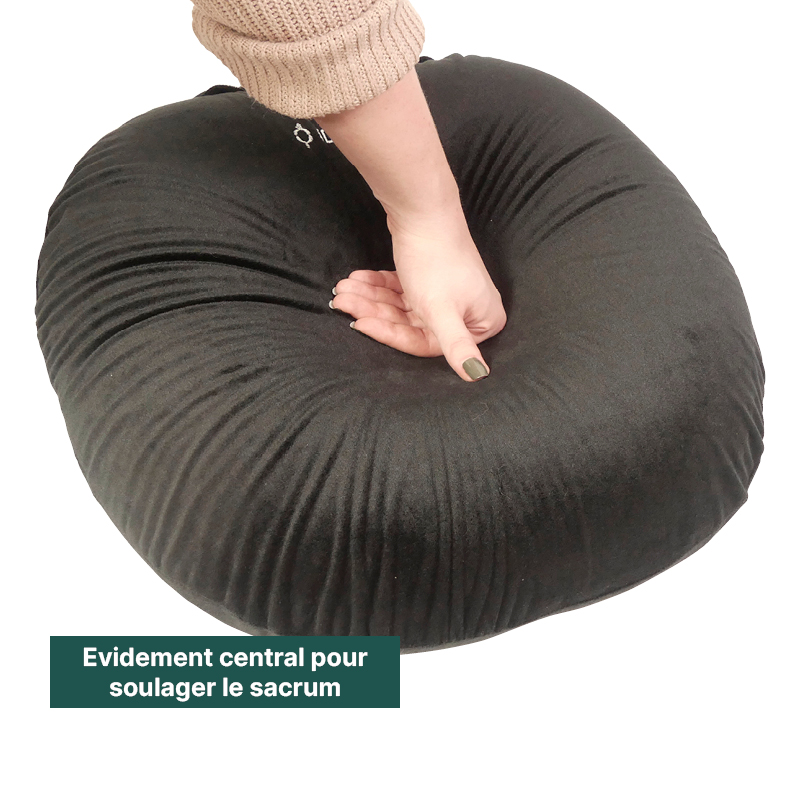 Coussin bouée mousse avec une découpe central qui soulage le sacrum