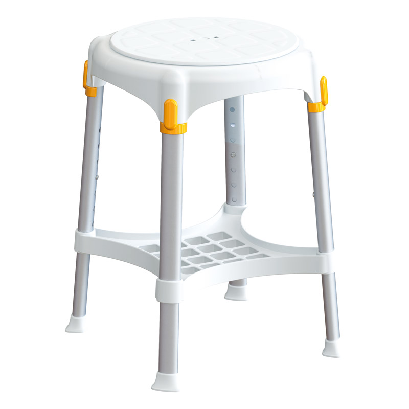 Le tabouret rond rotatif Capri avec plateau est idéal pour la douche