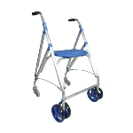 Rollator Ara-D Plus bleu déplié avec assise intégrée, vue 3/4 - réf. 826098BLEU