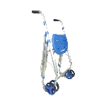 Rollator Ara-D Plus bleu plié, vue 3/4 - réf. 826098BLEU
