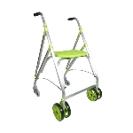 Rollator Ara-D Plus pistache déplié avec assise intégrée, vue 3/4 - réf. 826098PISTACHE