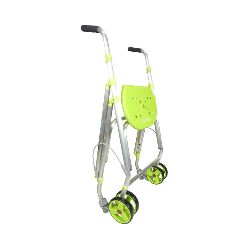 Rollator Ara-D Plus pistache plié, vue 3/4 - réf. 826098PISTACHE