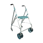 Rollator Ara-D Plus turquoise déplié avec assise intégrée, vue 3/4 - réf. 826098TURQUOISE