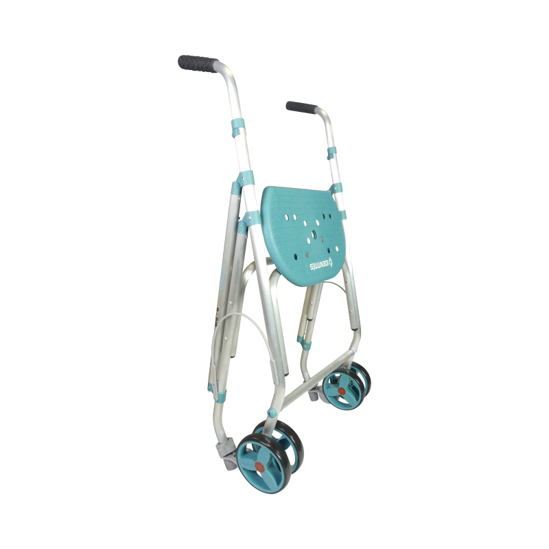 Rollator Ara-D Plus turquoise plié, vue 3/4 - réf. 826098TURQUOISE