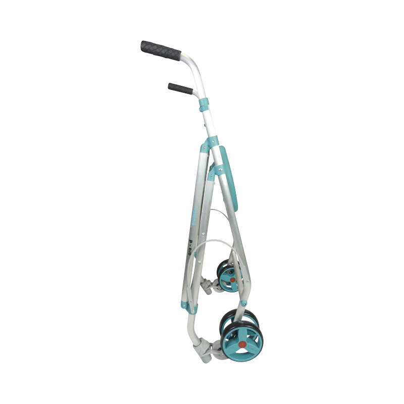 Rollator Ara-D Plus turquoise plié, vue de profil - réf. 826098TURQUOISE