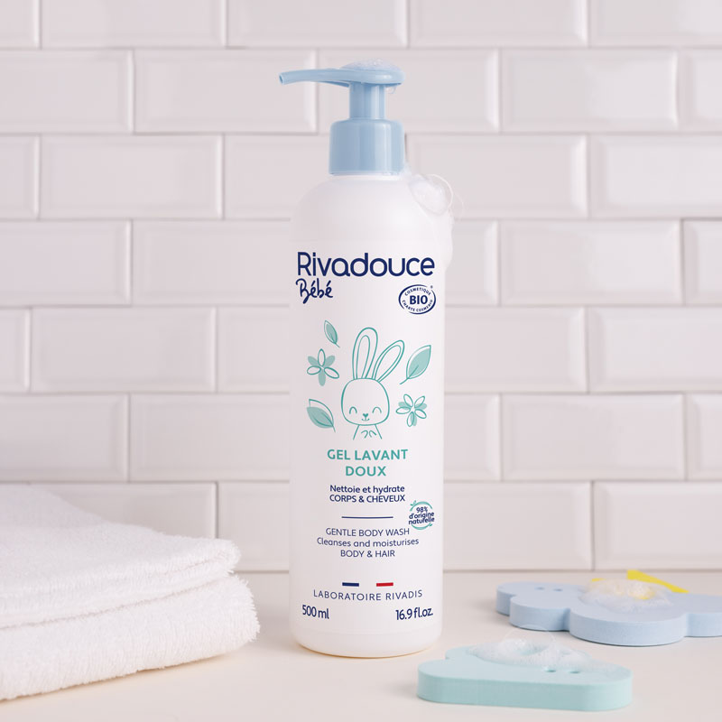 Gel doux lavant RIVADOUCE bébé certifié Bio pour les peaux sensiblex et le cuir chevelu