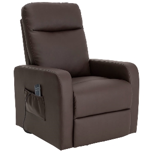 Mint 1 motor and chocolate brown imitation leather reclining armchair