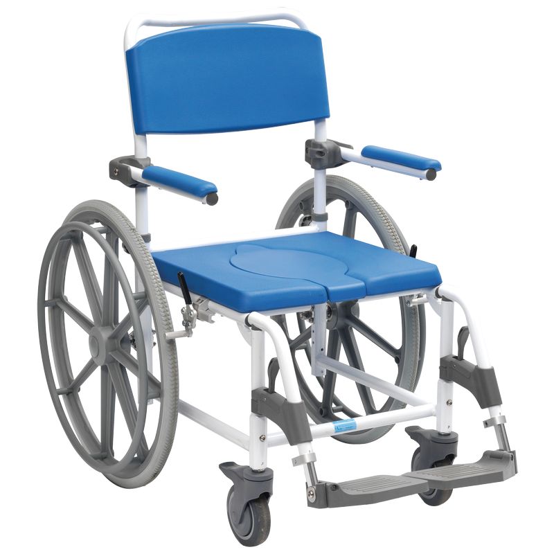 Chaise de douche et WC Aston grandes roues, vue 3/4 de face - réf. 822253
