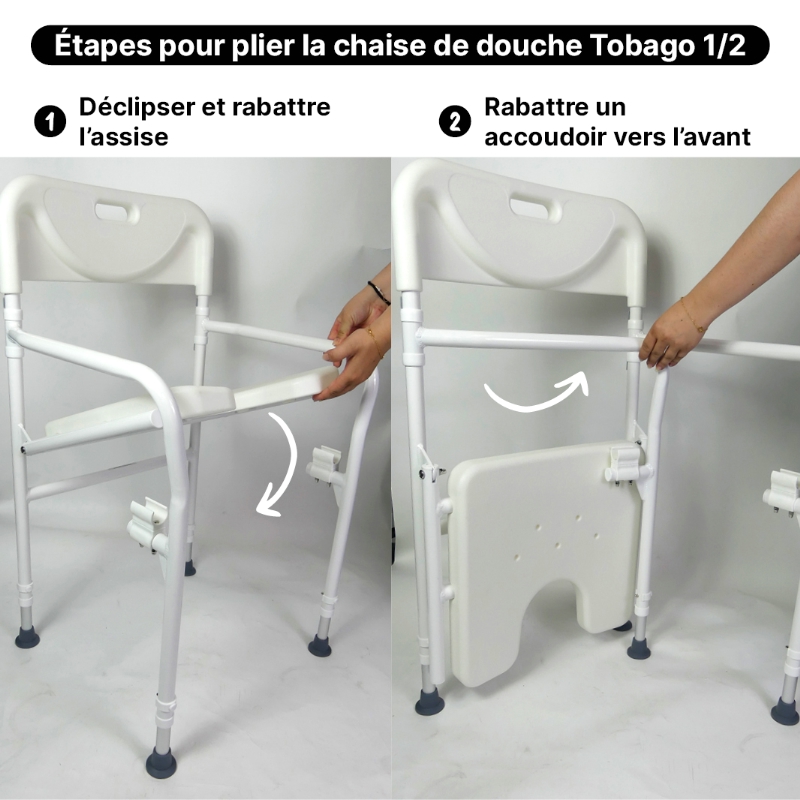 Comment plier la chaise de douche tobago