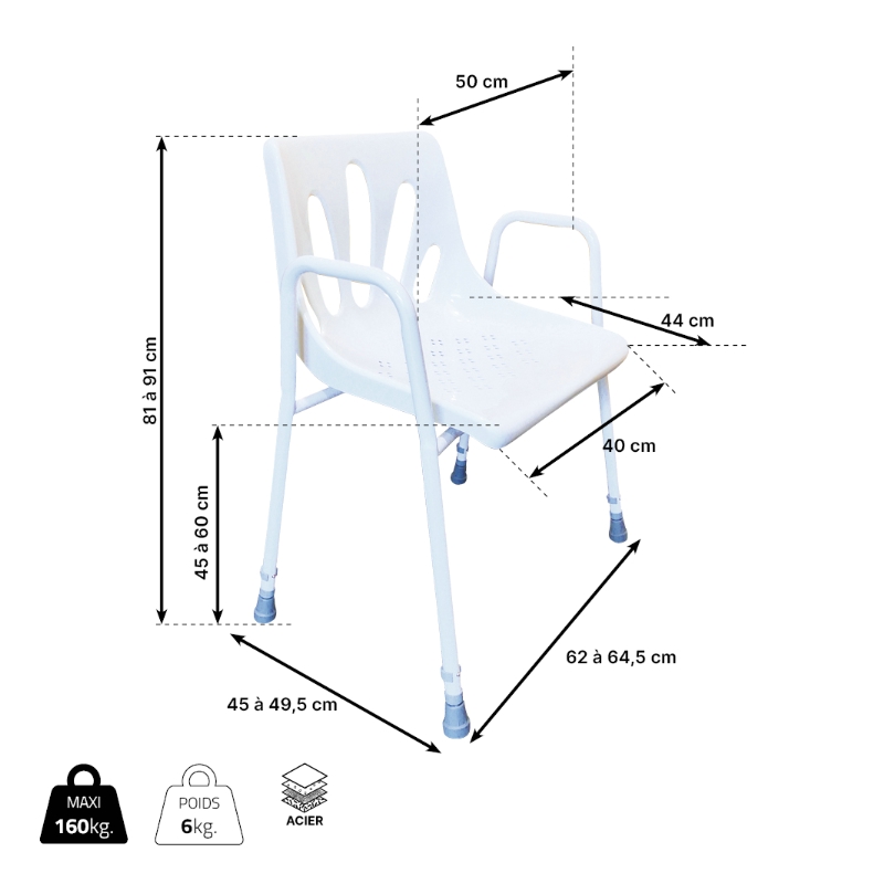 dimensions chaise de douche