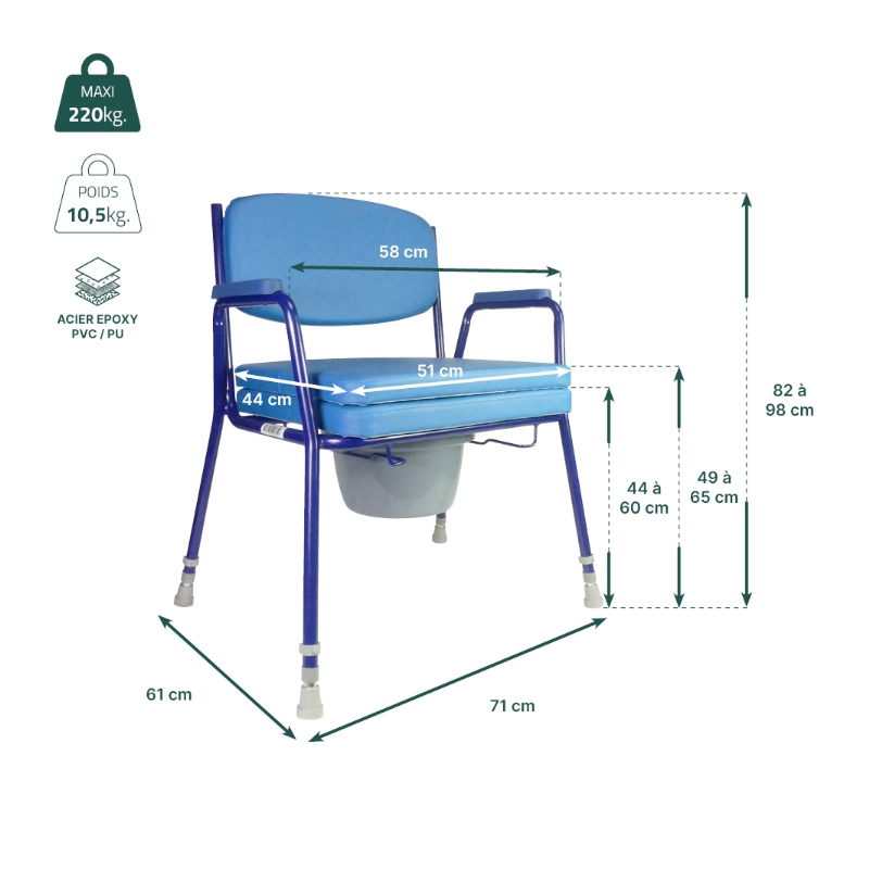 Chaise de toilettes Murano XL