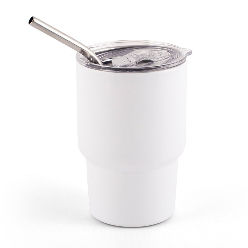 Tasse inox isotherme avec couvercle et paille