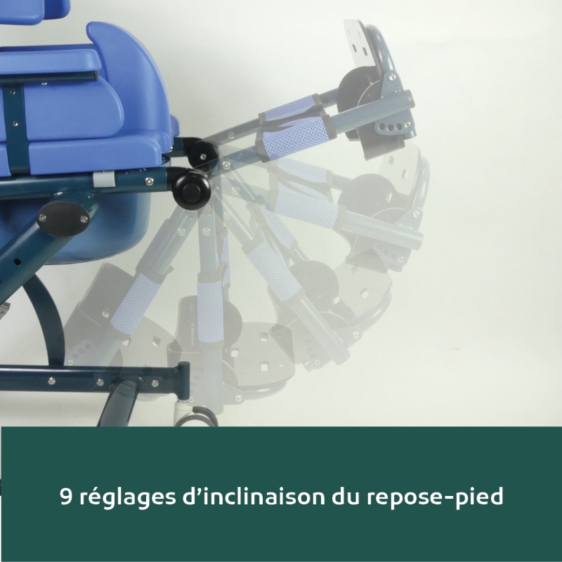 Fauteuil pédiatrique de douche et toilette PELICAN dispose d'un repose-pied réglable