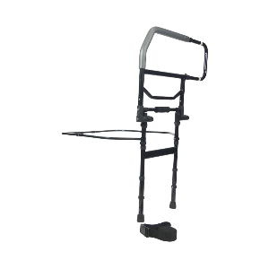 Retractable bed barrier with stand