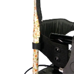 Canne fixée par sangle au dossier du rollator Neo Easy bleu électrique - réf. 826303BLEU