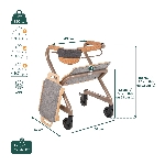 Fiche technique dimensions, poids et charge maximale du rollator d'intérieur Saljol en tailles S, M
