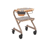 Rollator d'intérieur Saljol champagne gold avec plateau installé, vue 3/4 - réf. 826307BL