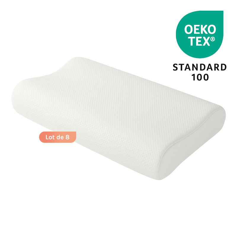 Lot de 8 oreillers cervical à mémoire de forme OREVIA avec mousse OEKO TEX