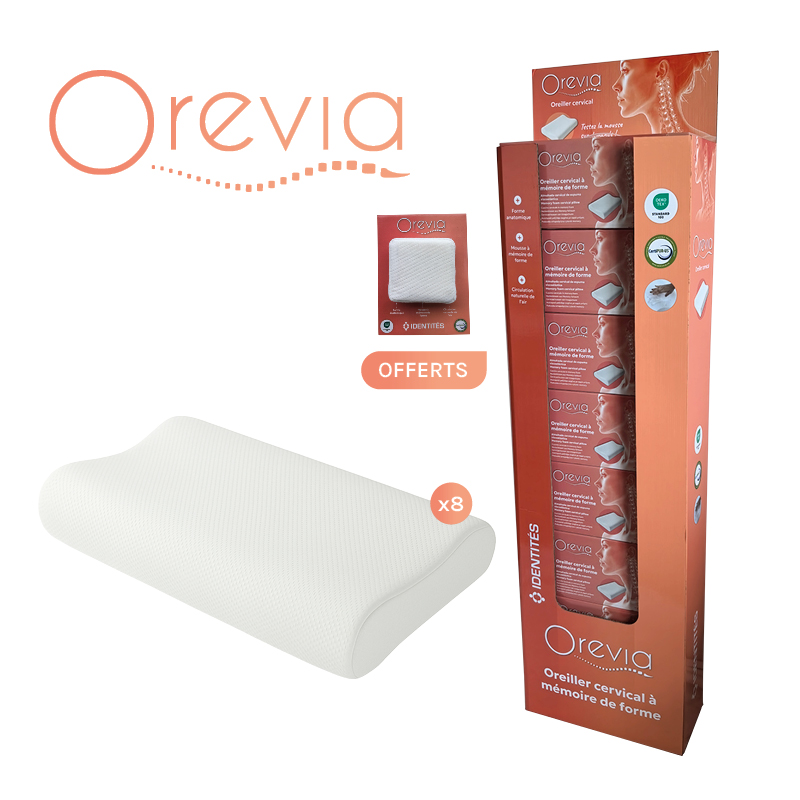Présentoir et échantillon OFFERTS avec 8 oreillers OREVIA