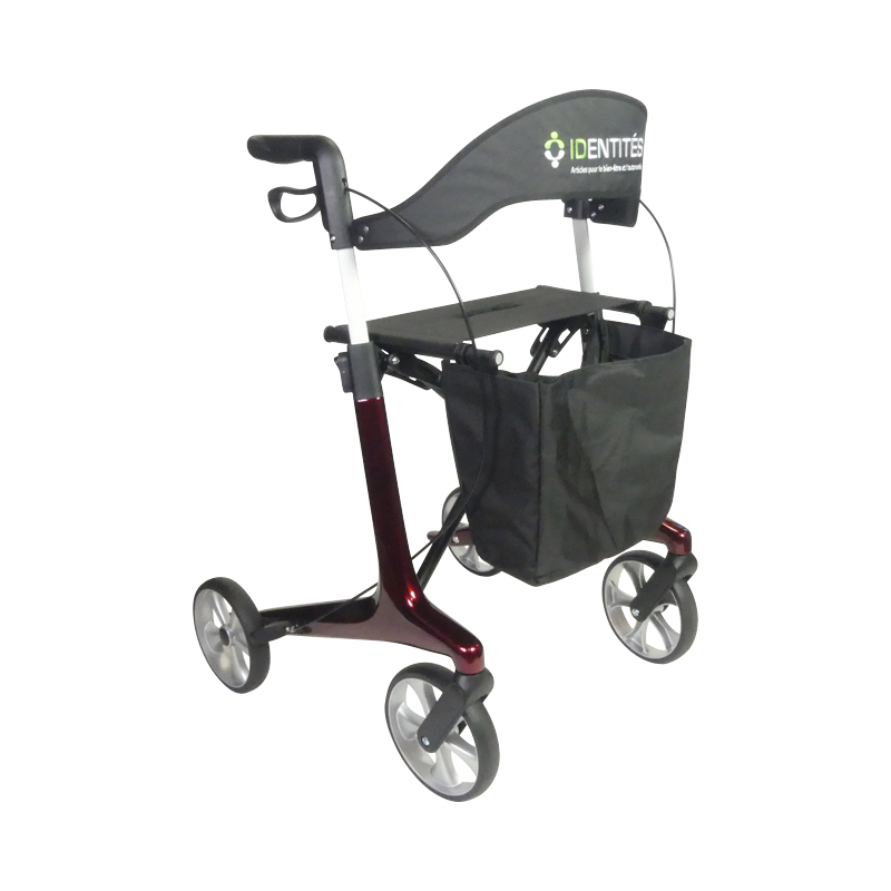 Le déambulateur d'extérieur 4 roues en carbone NEO SMART en couleur rouge