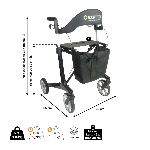 Dimensions du rollator carbone NEO SMART