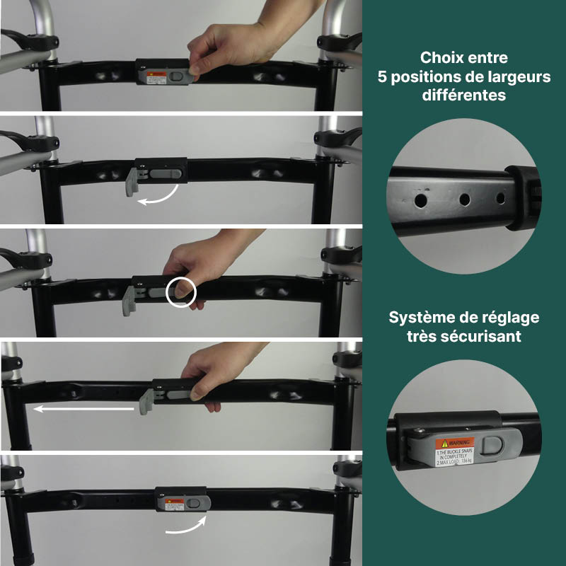Adjustable 2-wheel folding walking frame