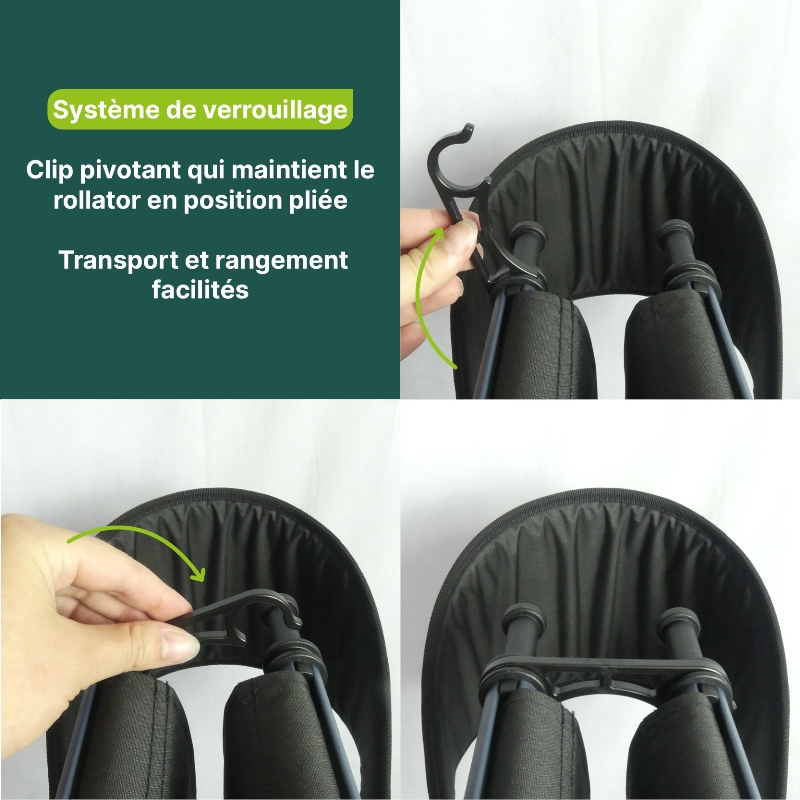 Clip pivotant de verrouillage du rollator Magnus bleu cobalt en position pliée - réf. 826322COBALT
