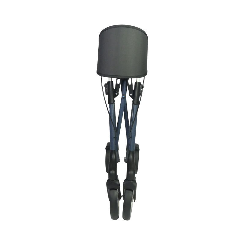 Rollator Magnus bleu cobalt plié, vue de face - réf. 826322COBALT