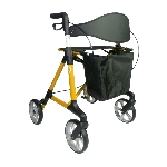 Rollator Magnus curry avec dossier et sac de transport, vue 3/4 - réf. 826322CURRY