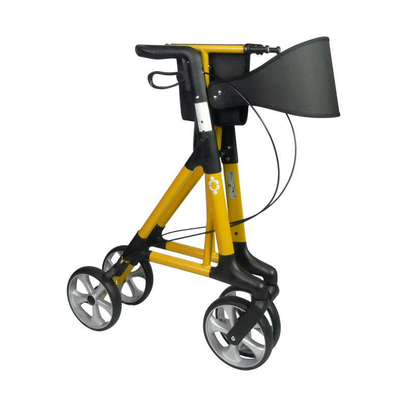 Rollator Magnus curry, vue 3/4 arrière avec dossier - réf. 826322CURRY