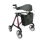 Rollator Magnus prune avec dossier et sac de transport, vue 3/4 - réf. 826322PRUNE