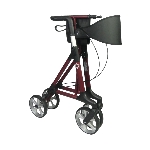 Rollator Magnus prune, vue 3/4 arrière avec dossier - réf. 826322PRUNE