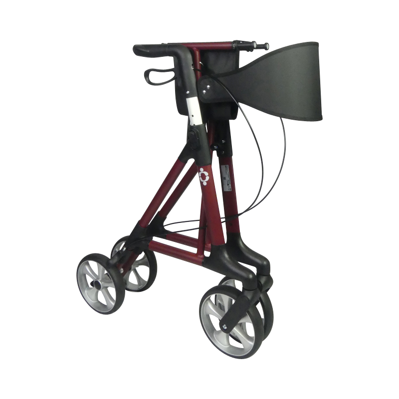 Rollator Magnus prune, vue 3/4 arrière avec dossier - réf. 826322PRUNE