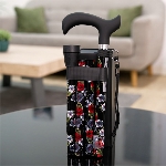 Canne de marche pliante en aluminium motif fleurs