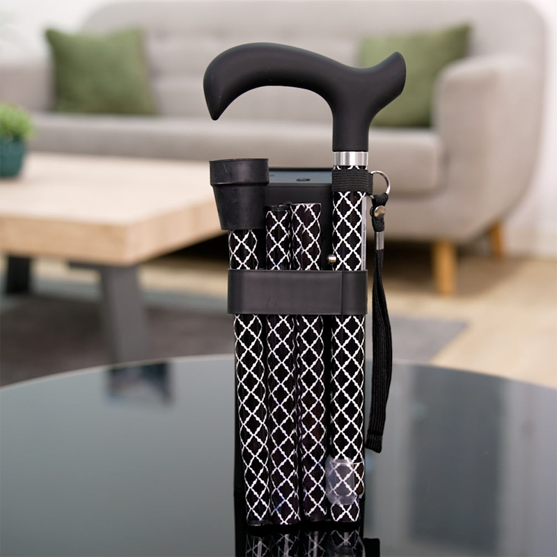 Canne de marche pour senior pliante motif damier