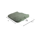 Dimensions du coussin assise ergonomique Vegelya : 40 x 41 cm, épaisseur de 3,5 à 9,5 cm
