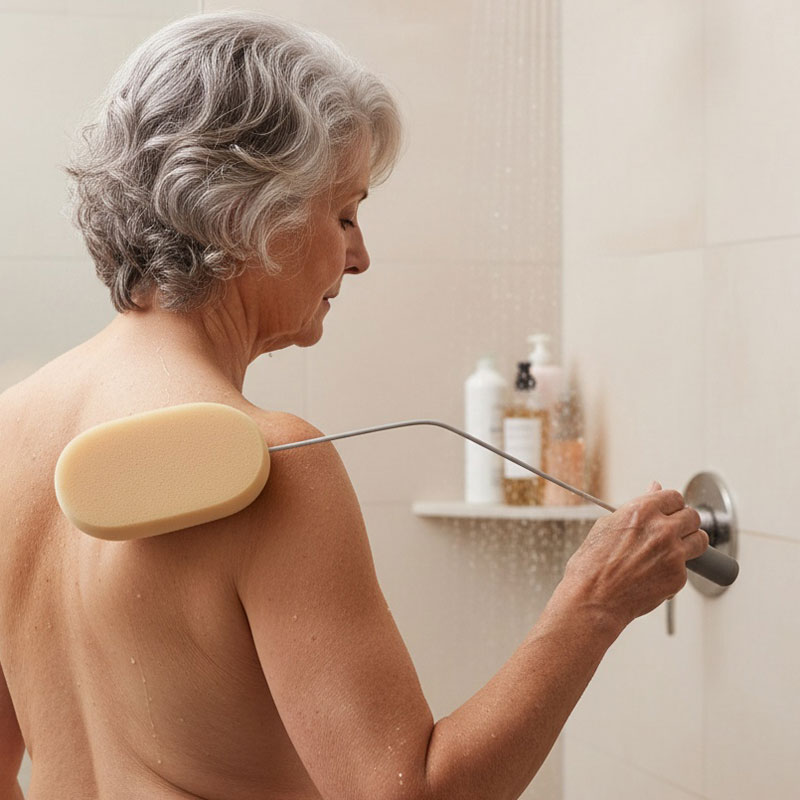 Folding long-handled sponge