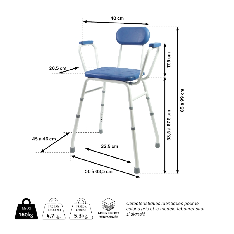 Dimensions chaise de confort haute