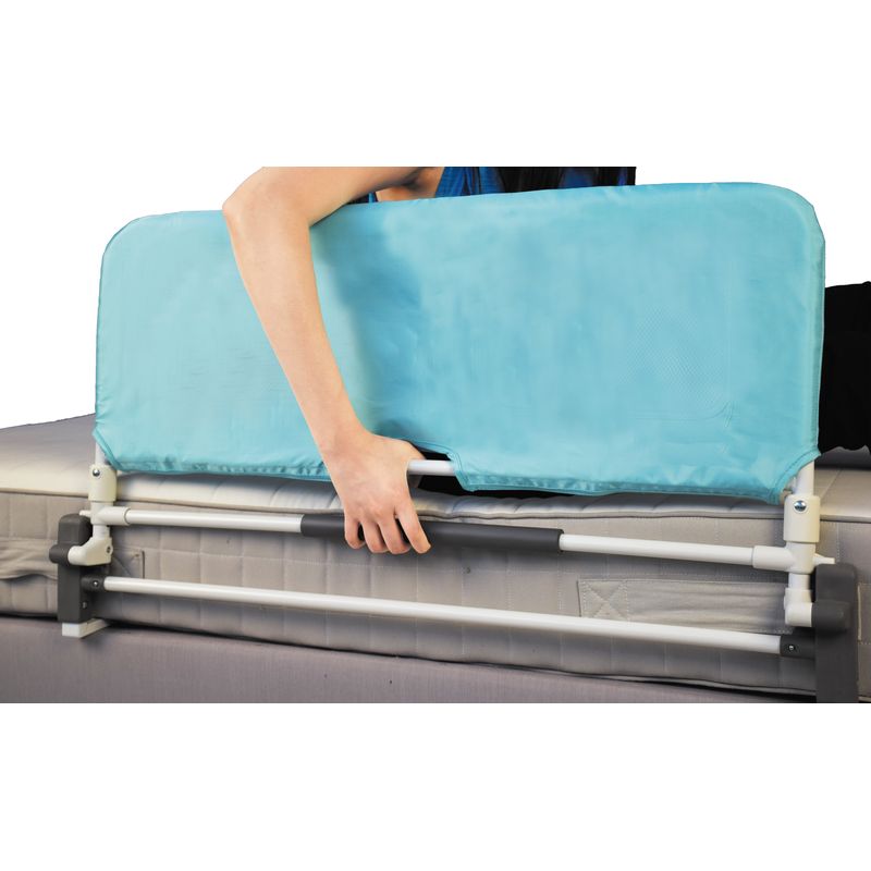 Barrière de lit modulo escamotable d'une seule main